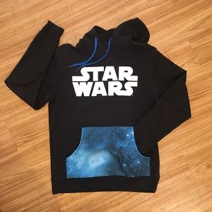 Star Wars Galaxy Print Pull Over Hoodie - Medium